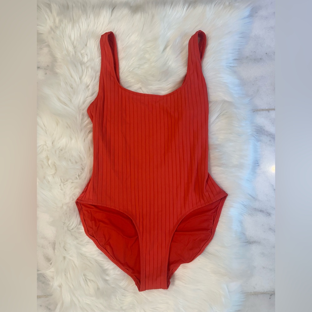 SOLID & STRIPED Coral Ribbed Scoop One-Piece - Picture 5 of 9